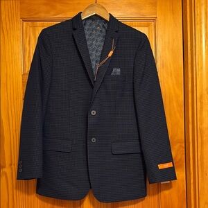 TALLIA Navy Checkered Kids Blazer